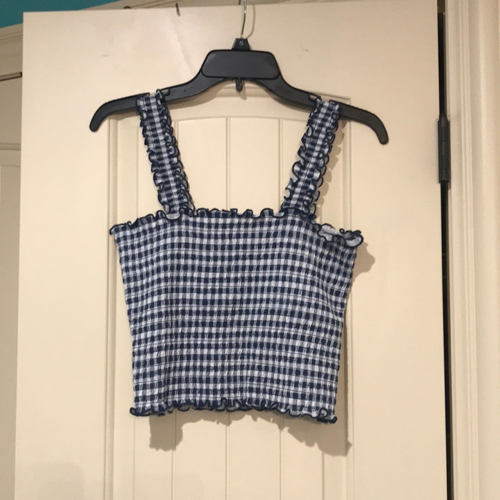 Arizona Jean Company Blue Smocked Crop Top Size M